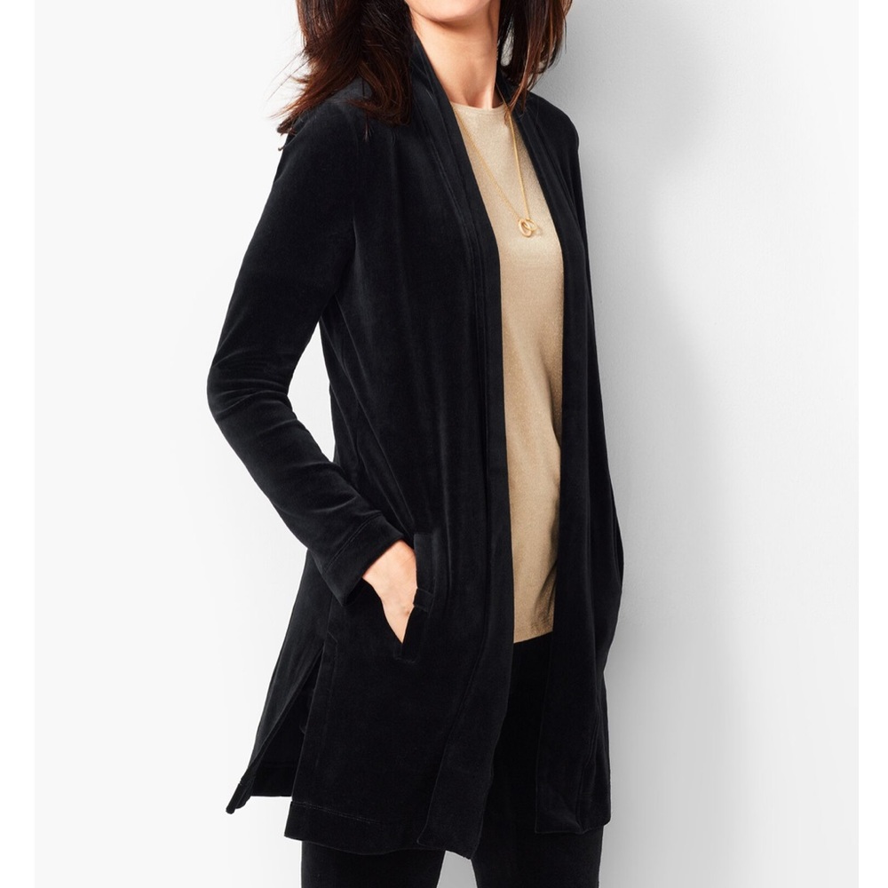 Talbots Velour open cardigan/duster Size Large NWT